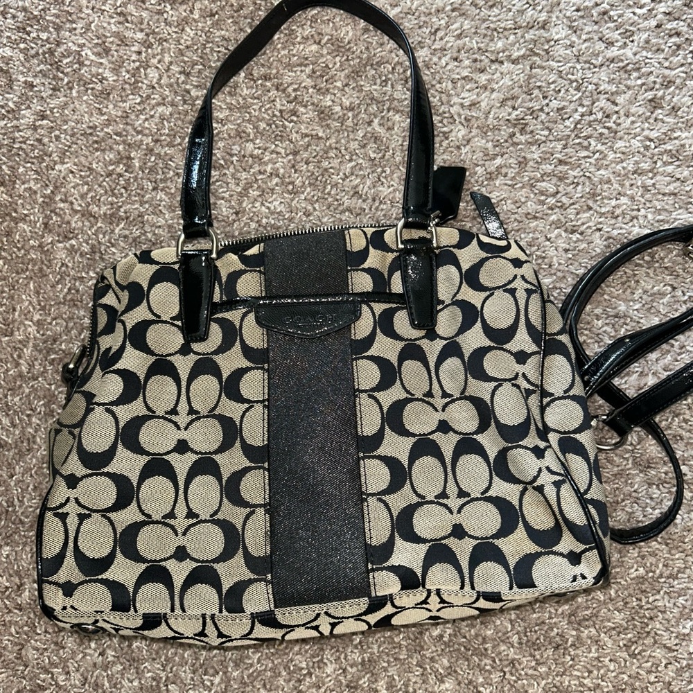 Coach Black and Cream Crossbody Bag with Adjustable Strap